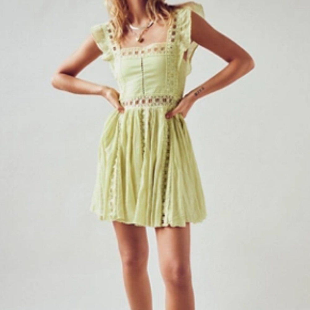 Free People Light Green Mini Dress